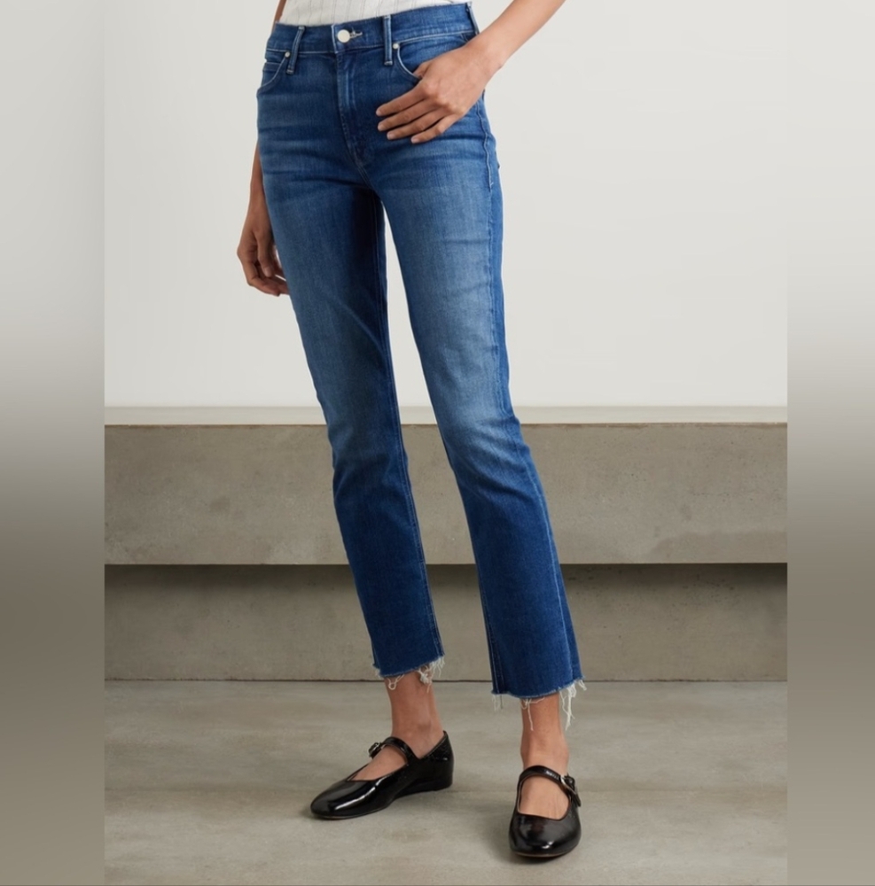 MOTHER Blue Cropped Ankle Jeans